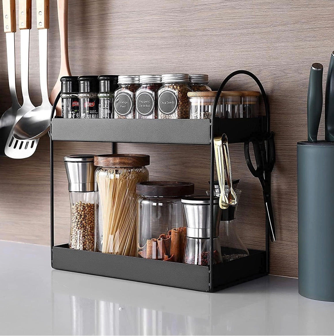 Erios 2-Tier Kitchen Organizer | Kitchen Storage Rack, Kitchen Counter top Organiser Storage Shelf for Home Kitchen and Bathroom